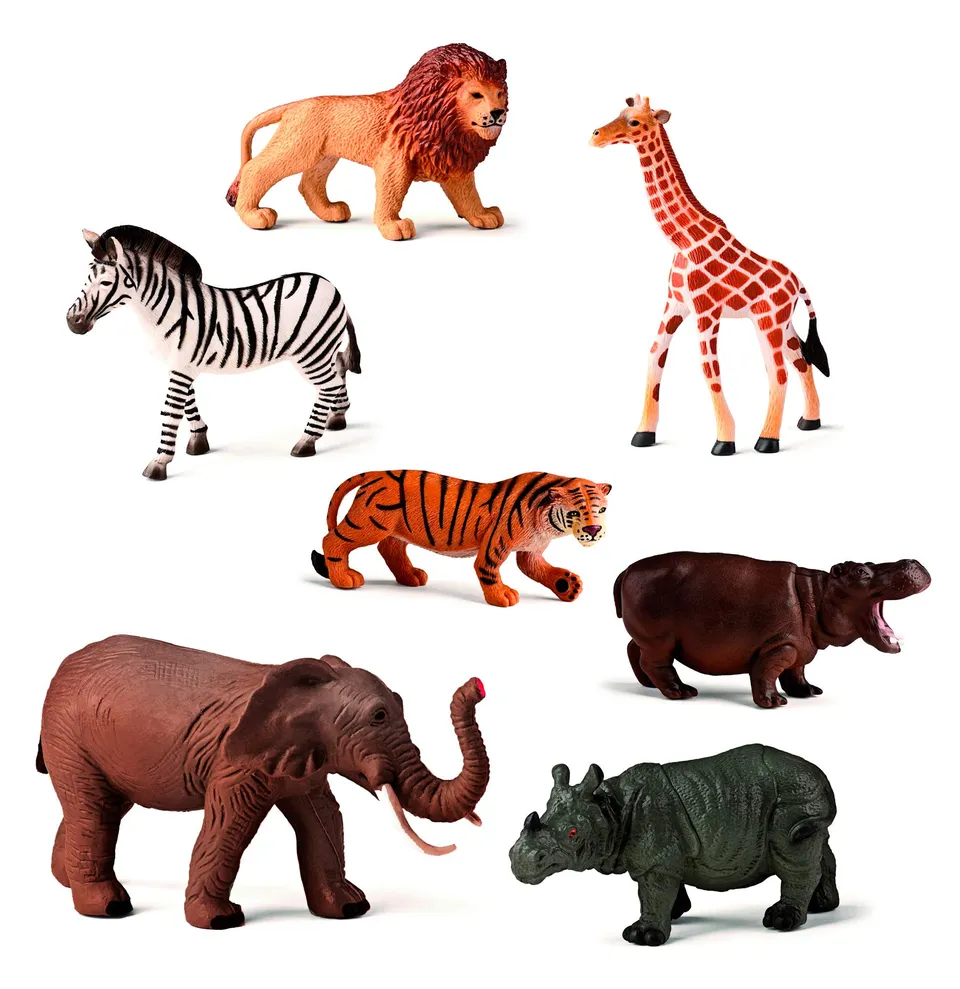 Miniland 154184 scatola animali giungla 7 figure dipinte
