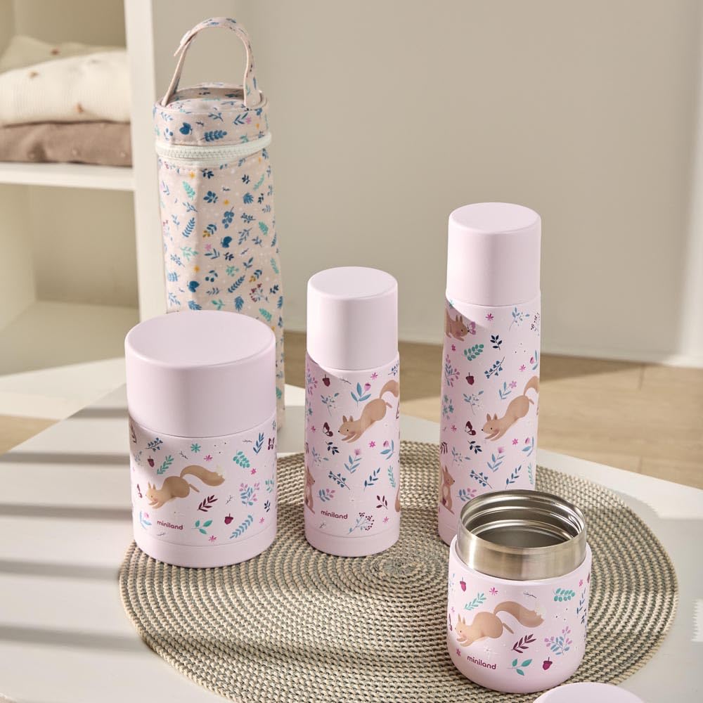 Miniland Passeggio borraccia termica 350ml acciaio Rosa Squirrel