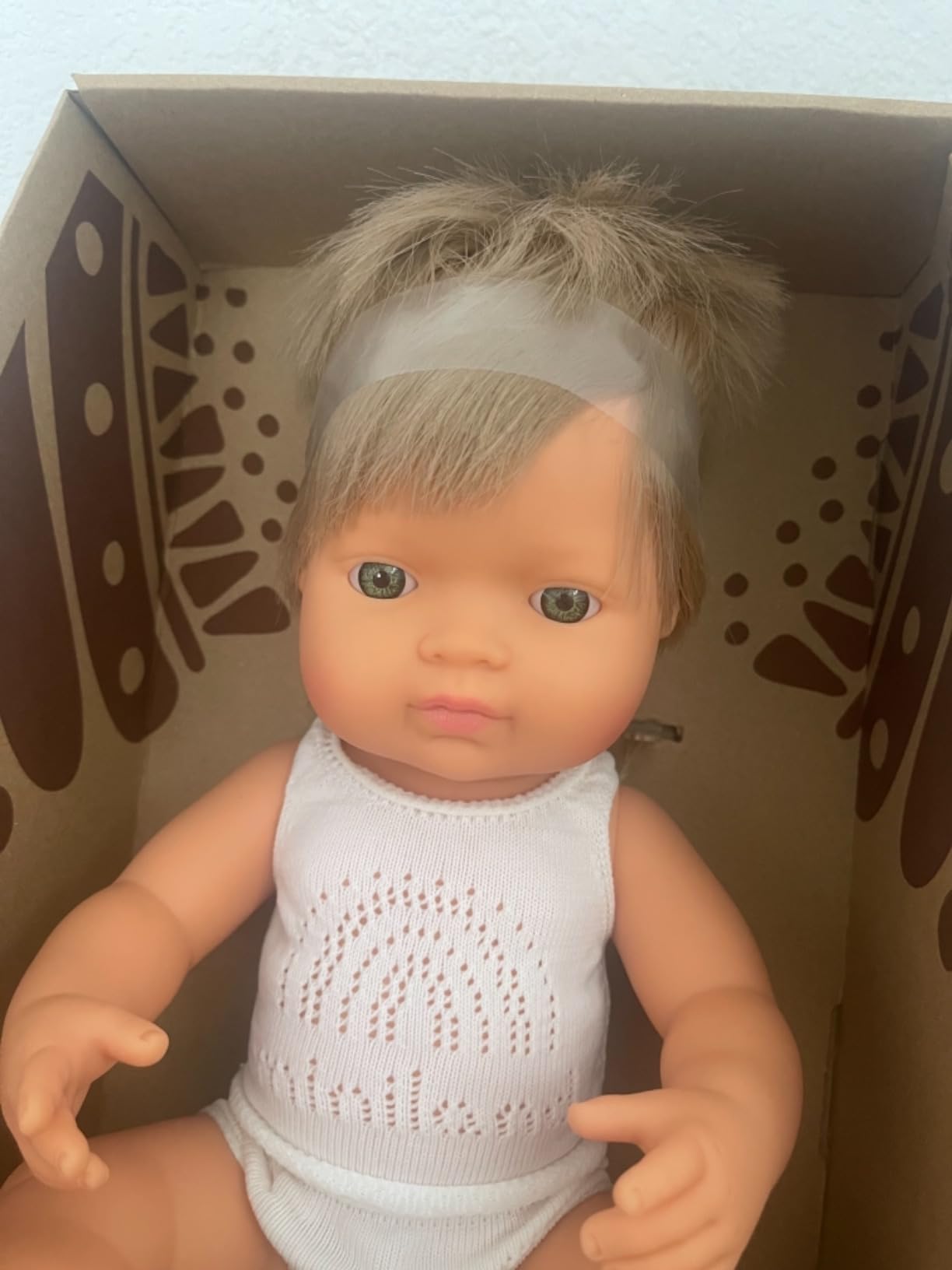Miniland Bambola ragazzo europeo 38 cm capelli biondi