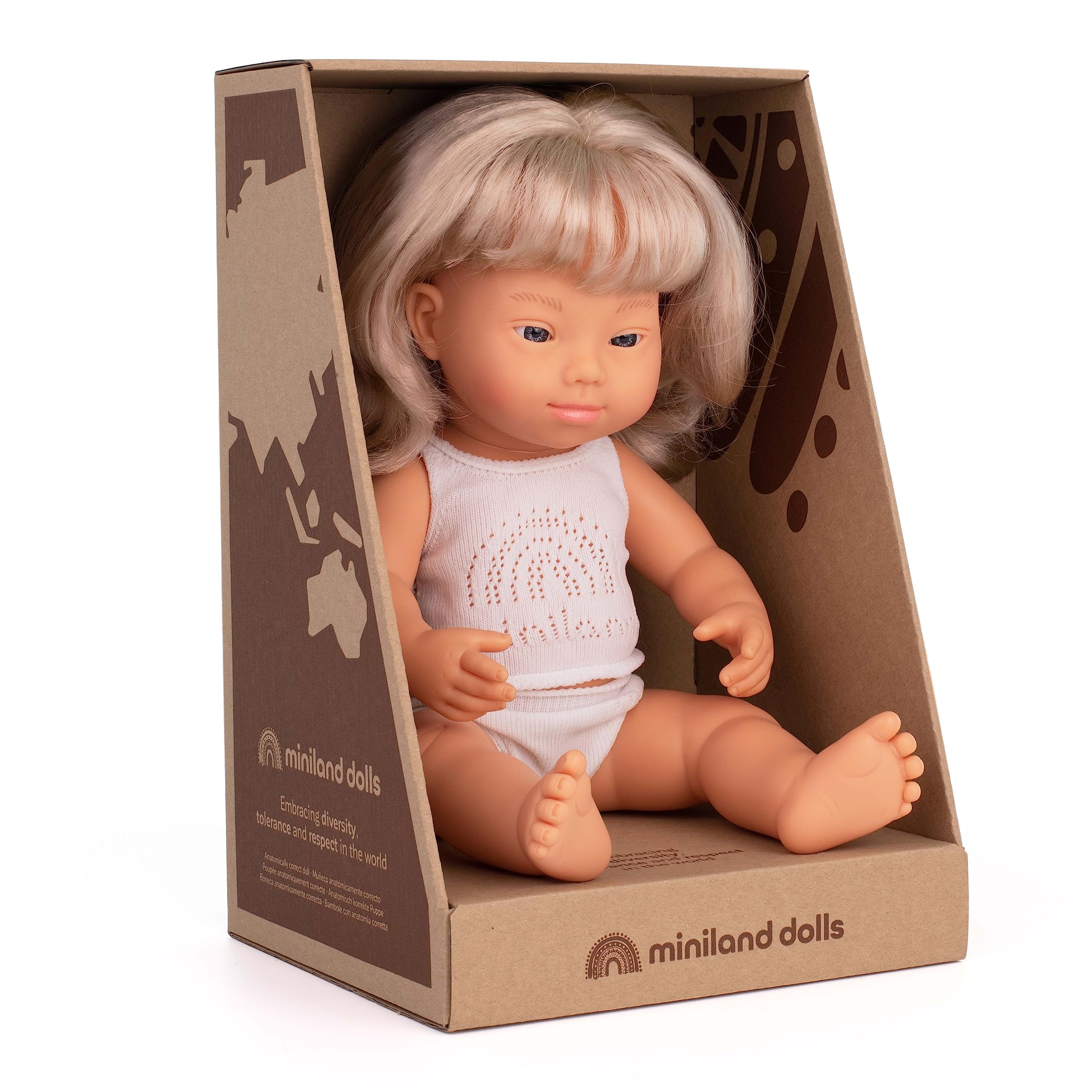 Miniland Bambole 31264 Bambola Down Bionda 38 cm Vinile