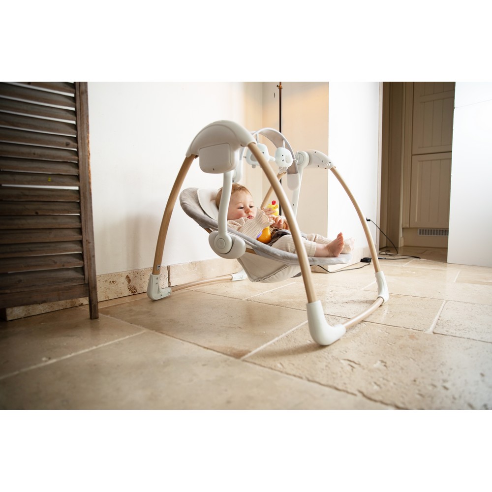 BoJungle Portable Swing Dolphy Wood altalena bianca Pure White