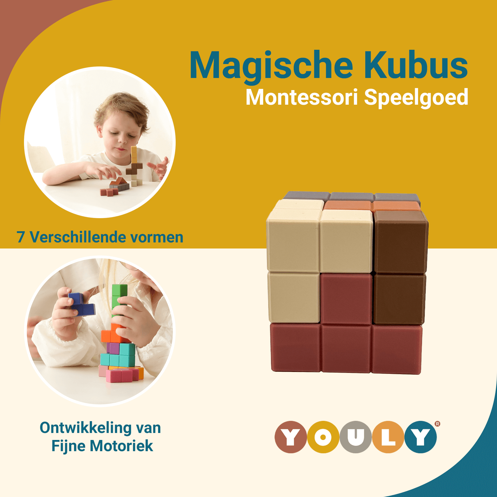 Youly Montessori Kubus cubo sensoriale rosa silicone morbido