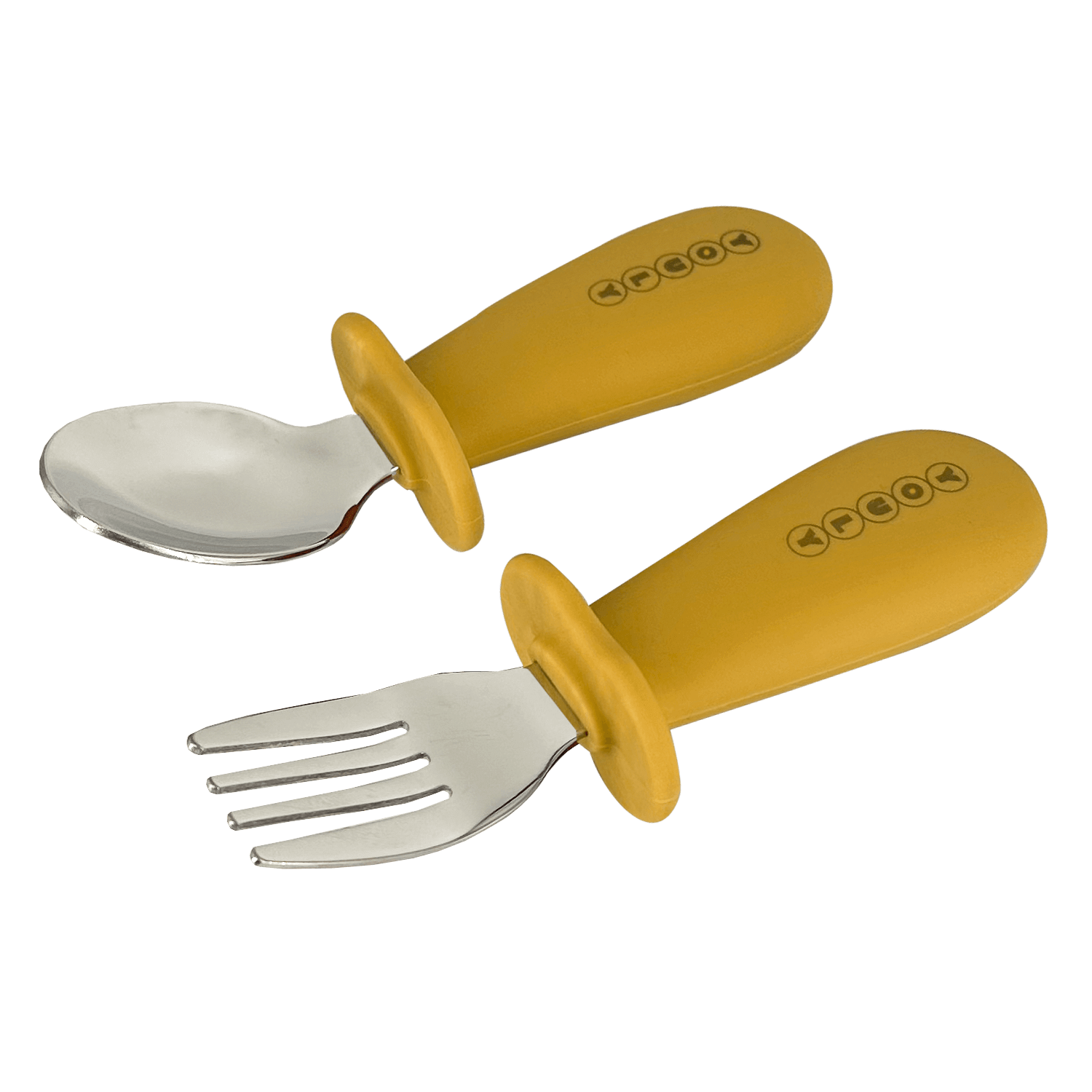 Youly posate bimbi giallo ocra forchetta e cucchiaio inox
