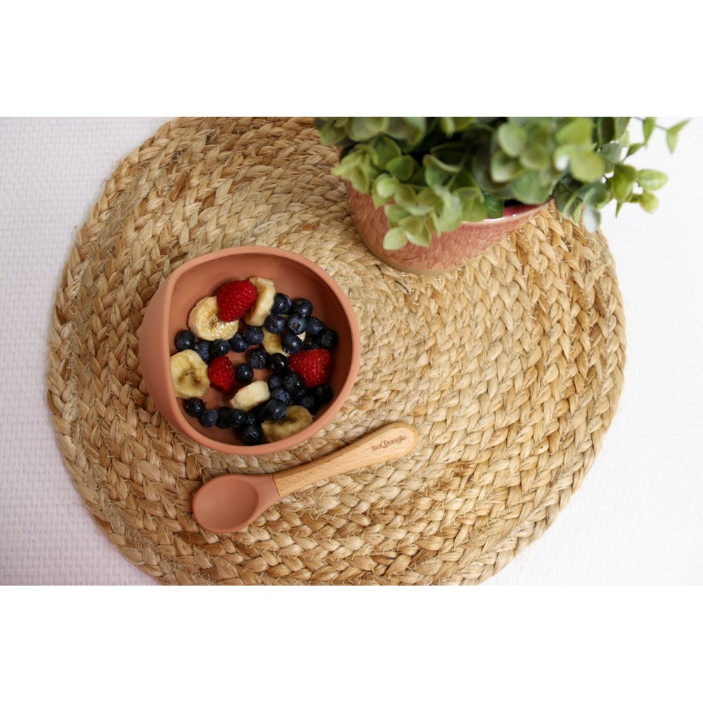 BoJungle B-Suction Bowl ciotola ventosa silicone terracotta + cucchiaio