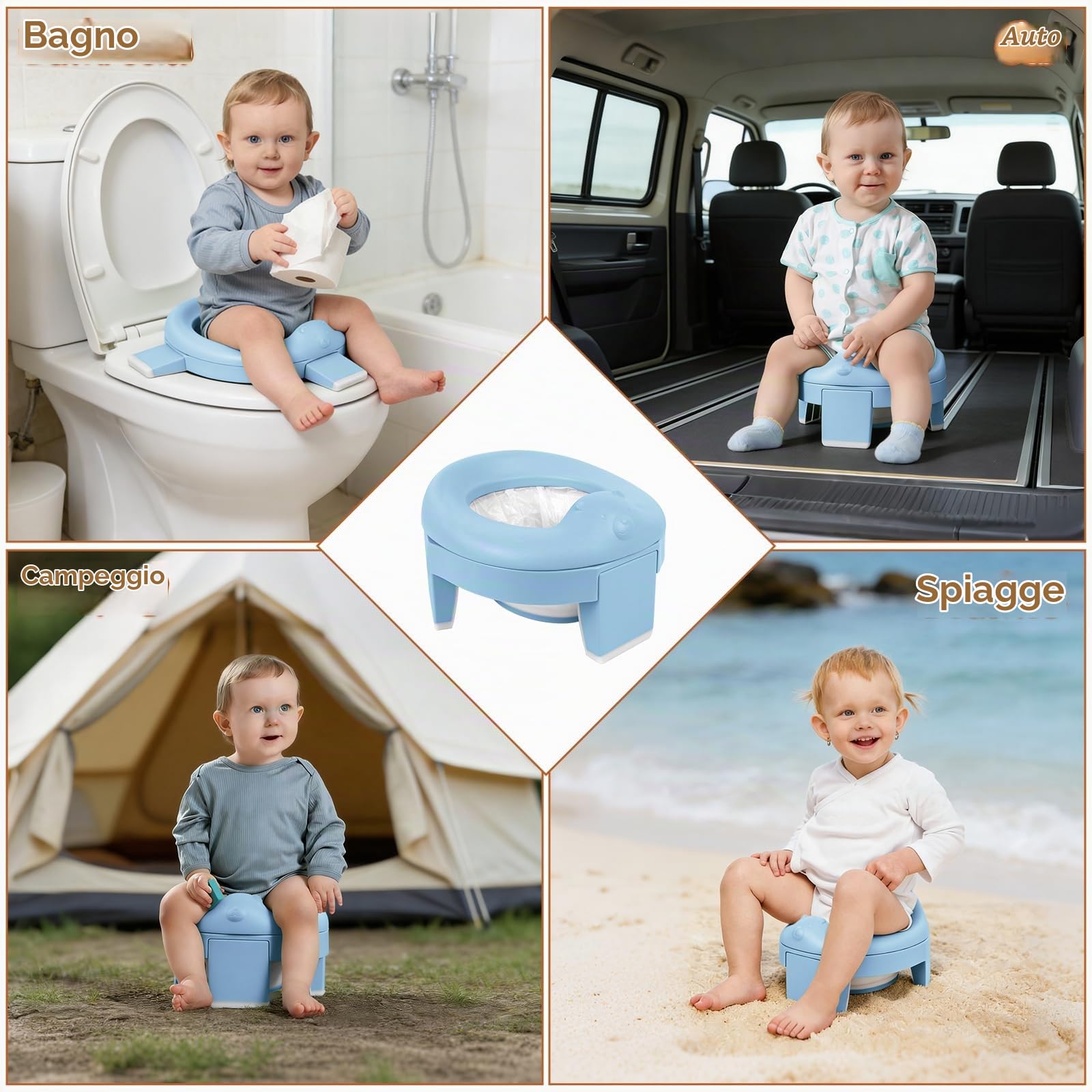 TYRY.HU Vasino Portatile 3-in-1 Riduttore WC Bambini Blu