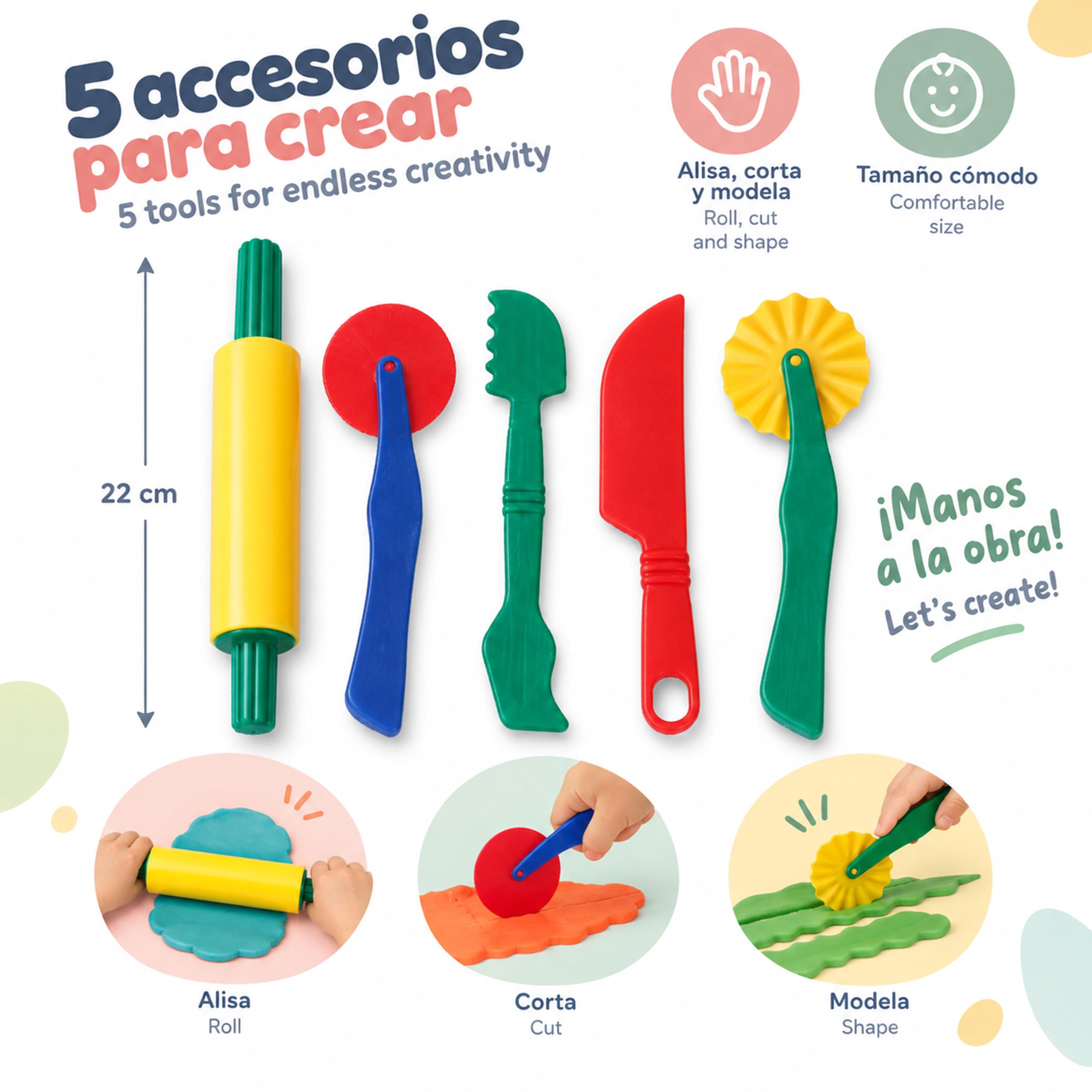 Miniland Giochi di destrezza accessori pasta morbida 22 cm